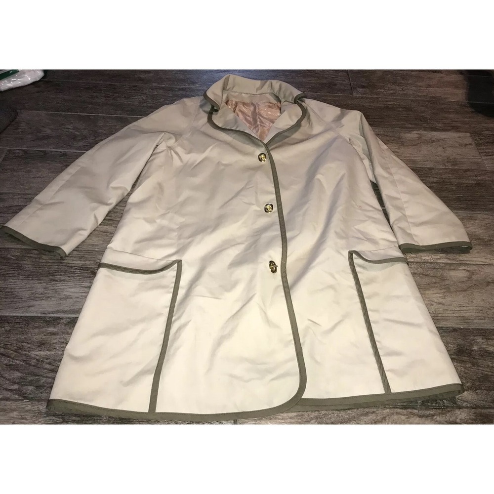Womens EAST WEST All Weather‎ Button Up Coat Size Large Beige